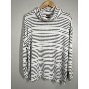 Market & Spruce Grey & White Striped‎ Turtleneck Top Sweater Women's Size 1X